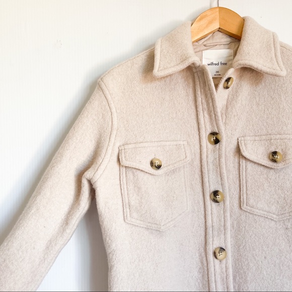 Aritzia | Wilfred Free The Ganna Shacket in Cream Beige 100% Wool - Picture 6 of 8